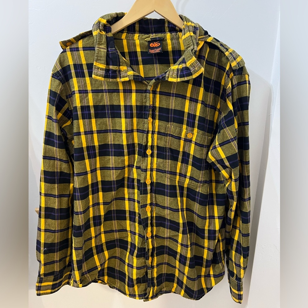 Nike 6.0 Skateboarding Men's Plaid Flannel Hooded Button-down Cotton Shirt